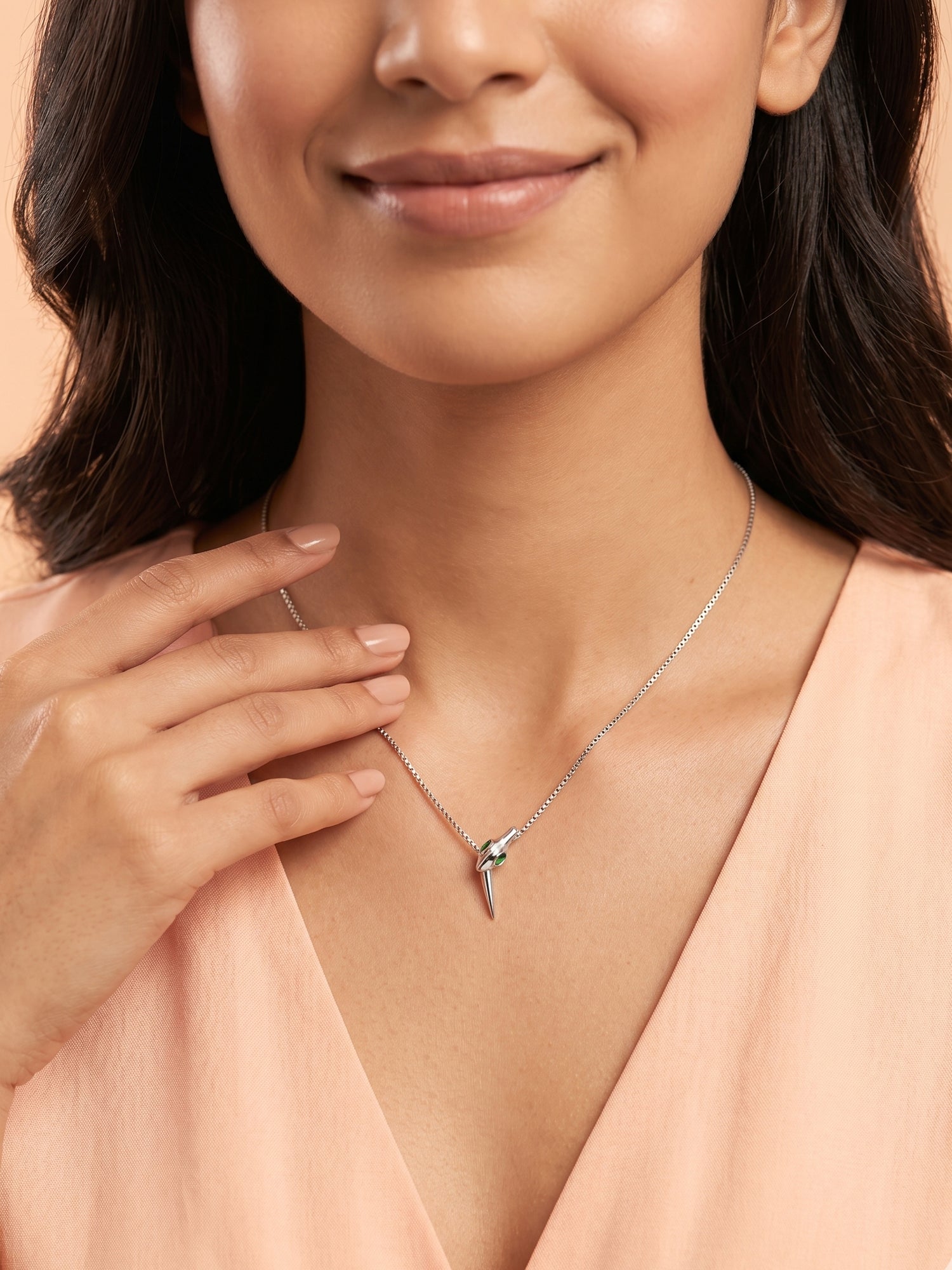 Silver Serpentine Talon Pendant Necklace