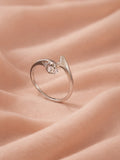 Silver Sculptural Bypass Solitaire Ring