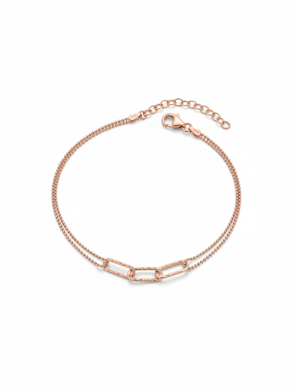 Roseate Textured Link Double Chain Anklet