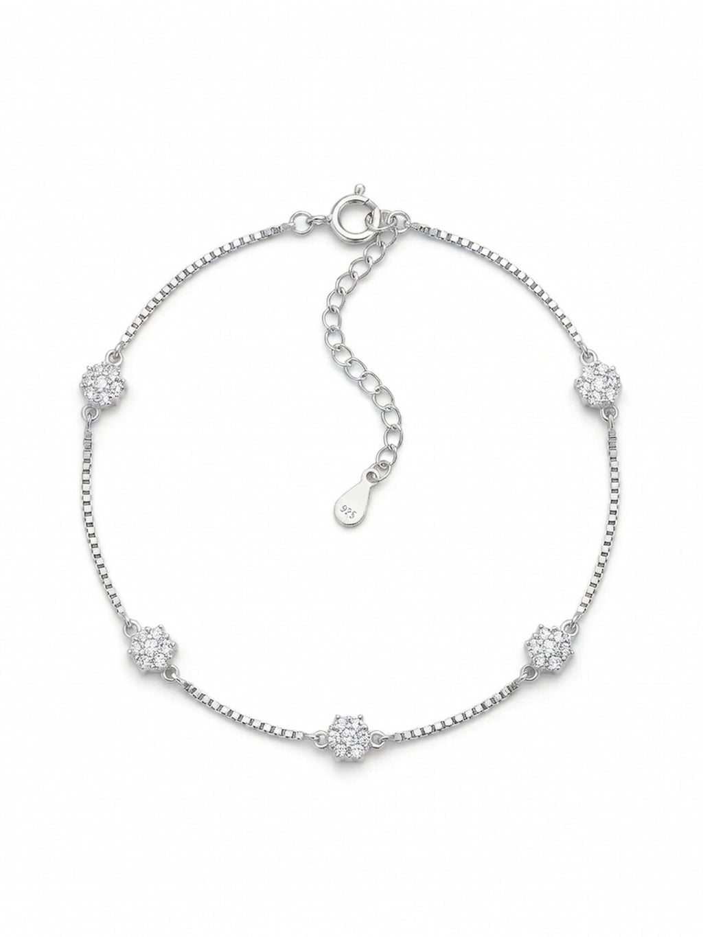 Celestial Floral Pavé Box Chain Anklet