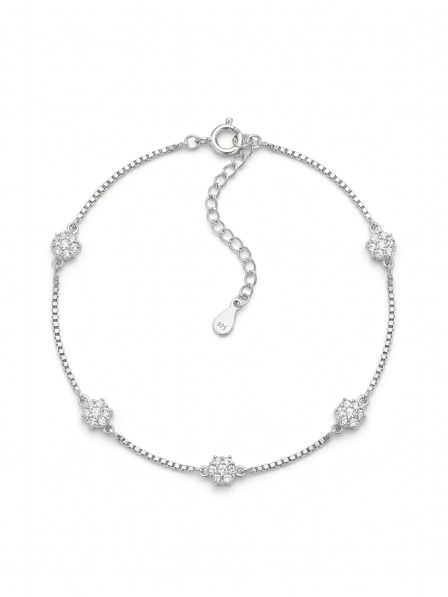Celestial Floral Pavé Box Chain Anklet