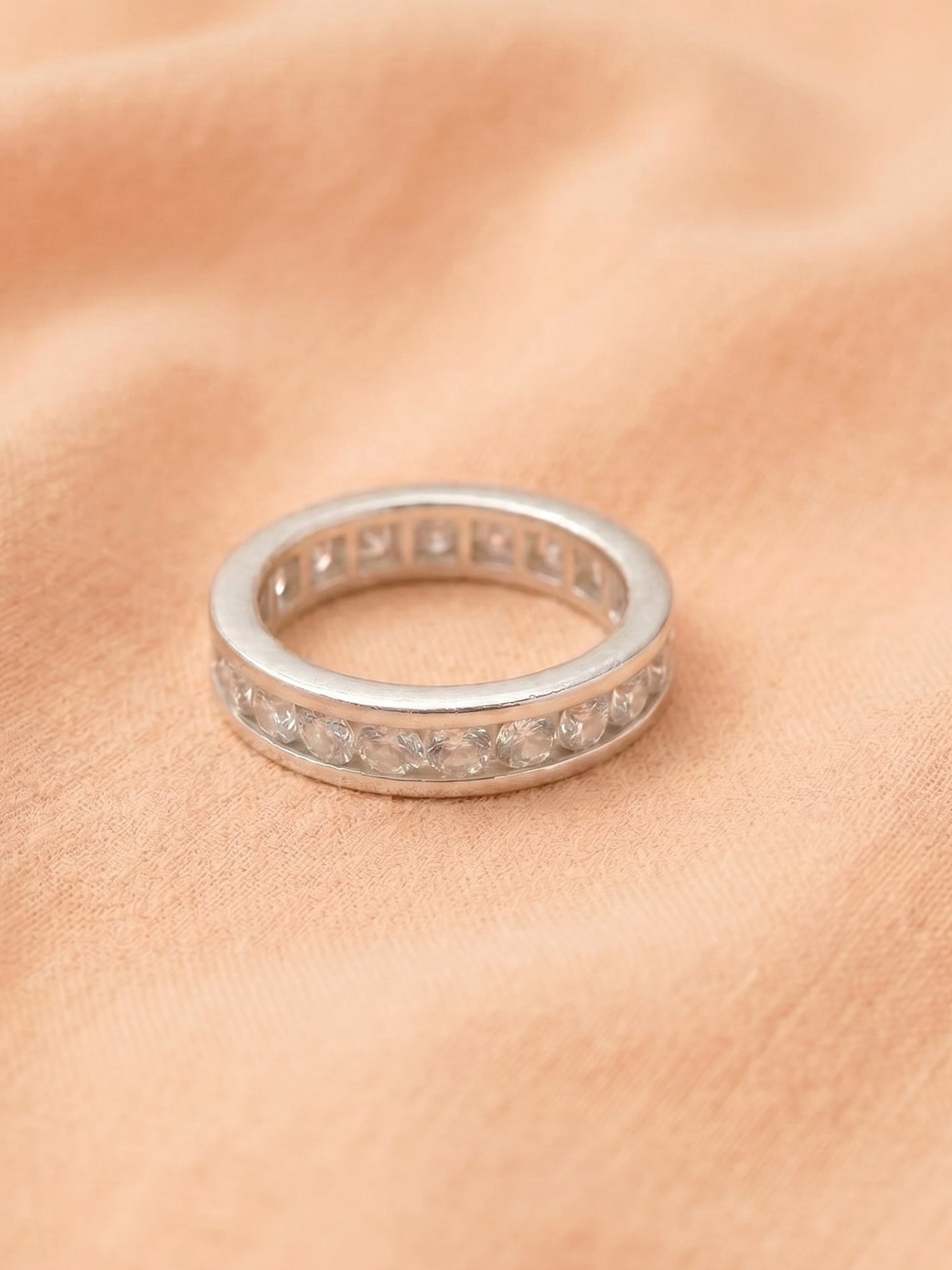 Channel-Set Cubic Zirconia Eternity Band Ring