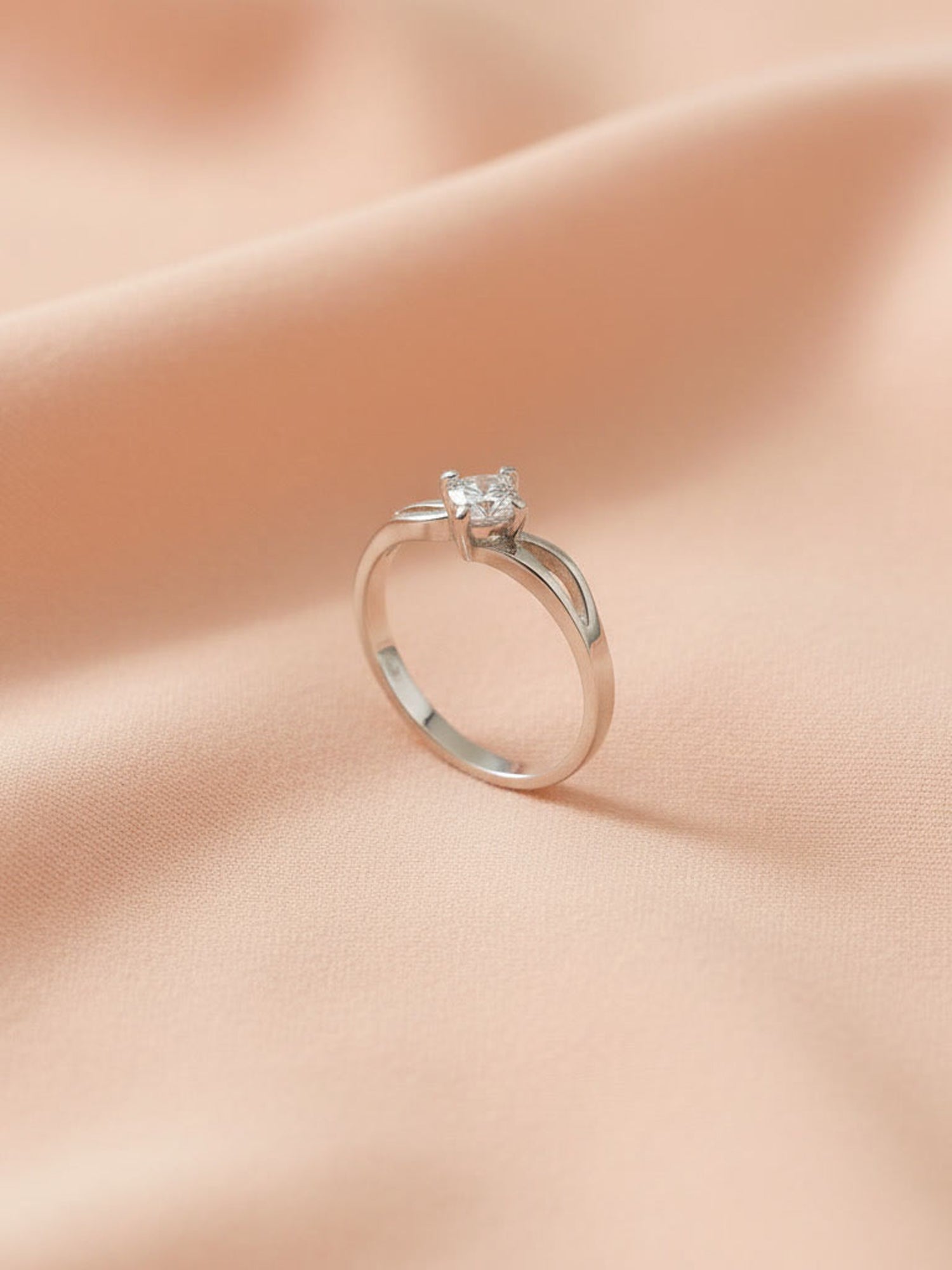 Split Shank Princess Solitaire Ring