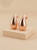 Mirror-Glaze Rose Teardrop Studs