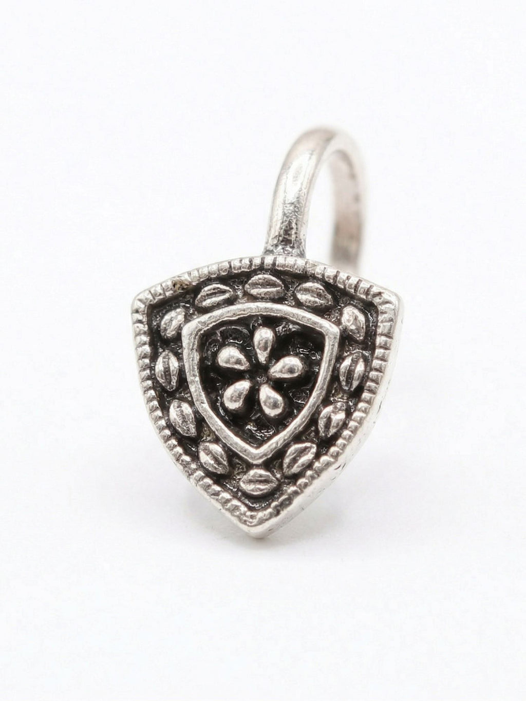 Oxidized Floral Shield Nose Pin