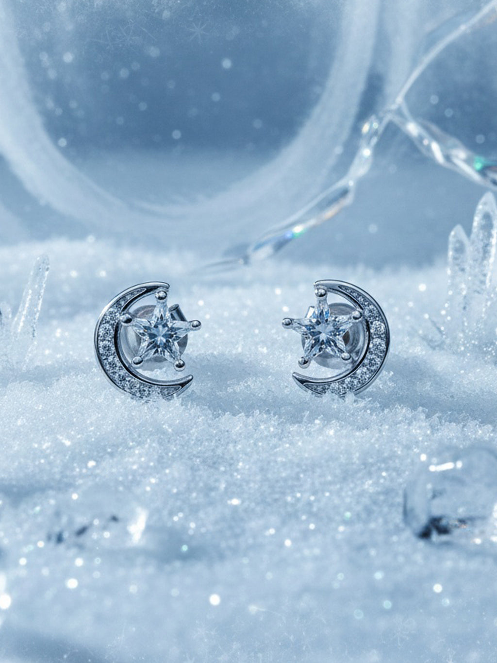 Celestial Crescent Star Studs