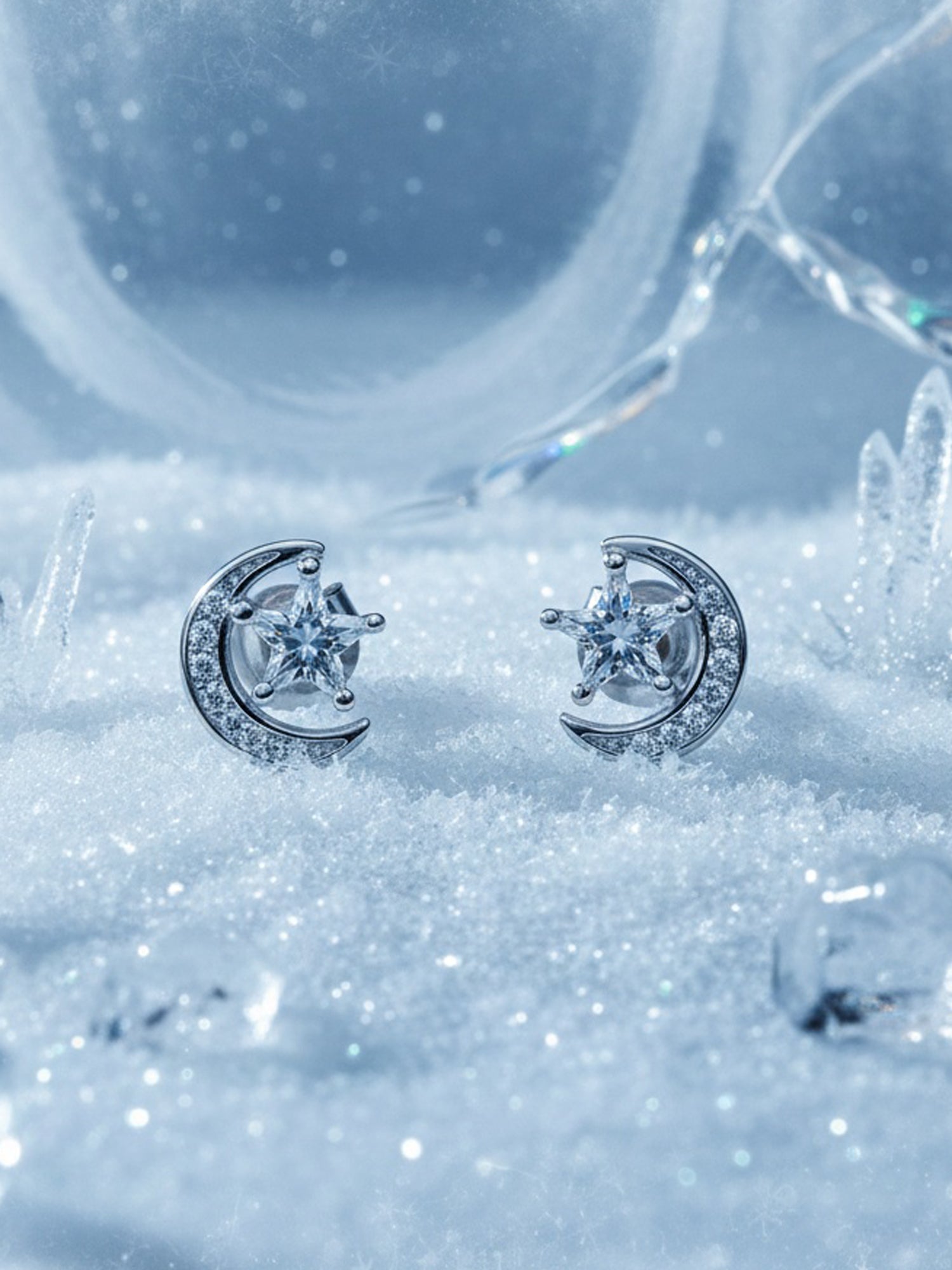 Celestial Crescent Star Studs
