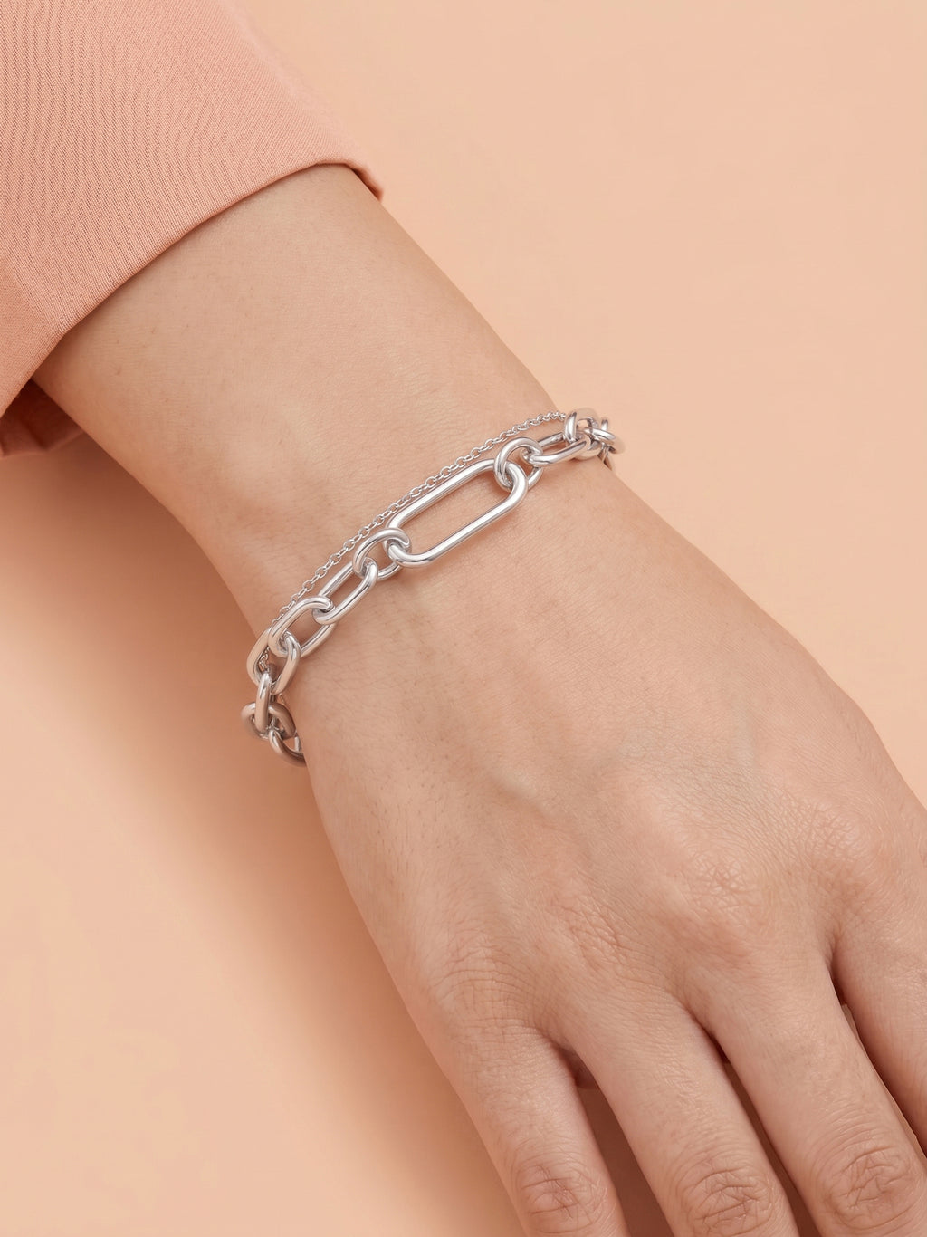 Double-Layer Paperclip & Cable Chain Bracelet