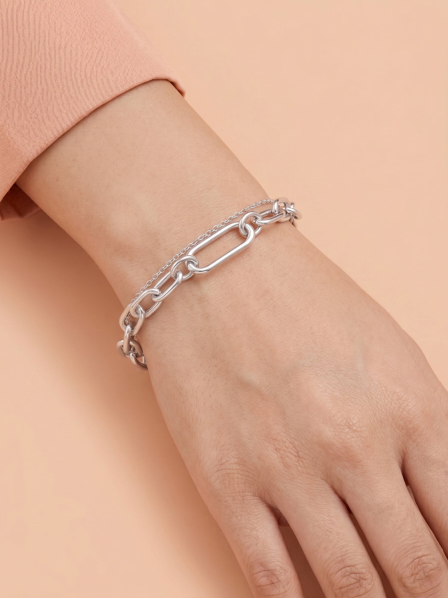 Double-Layer Paperclip & Cable Chain Bracelet