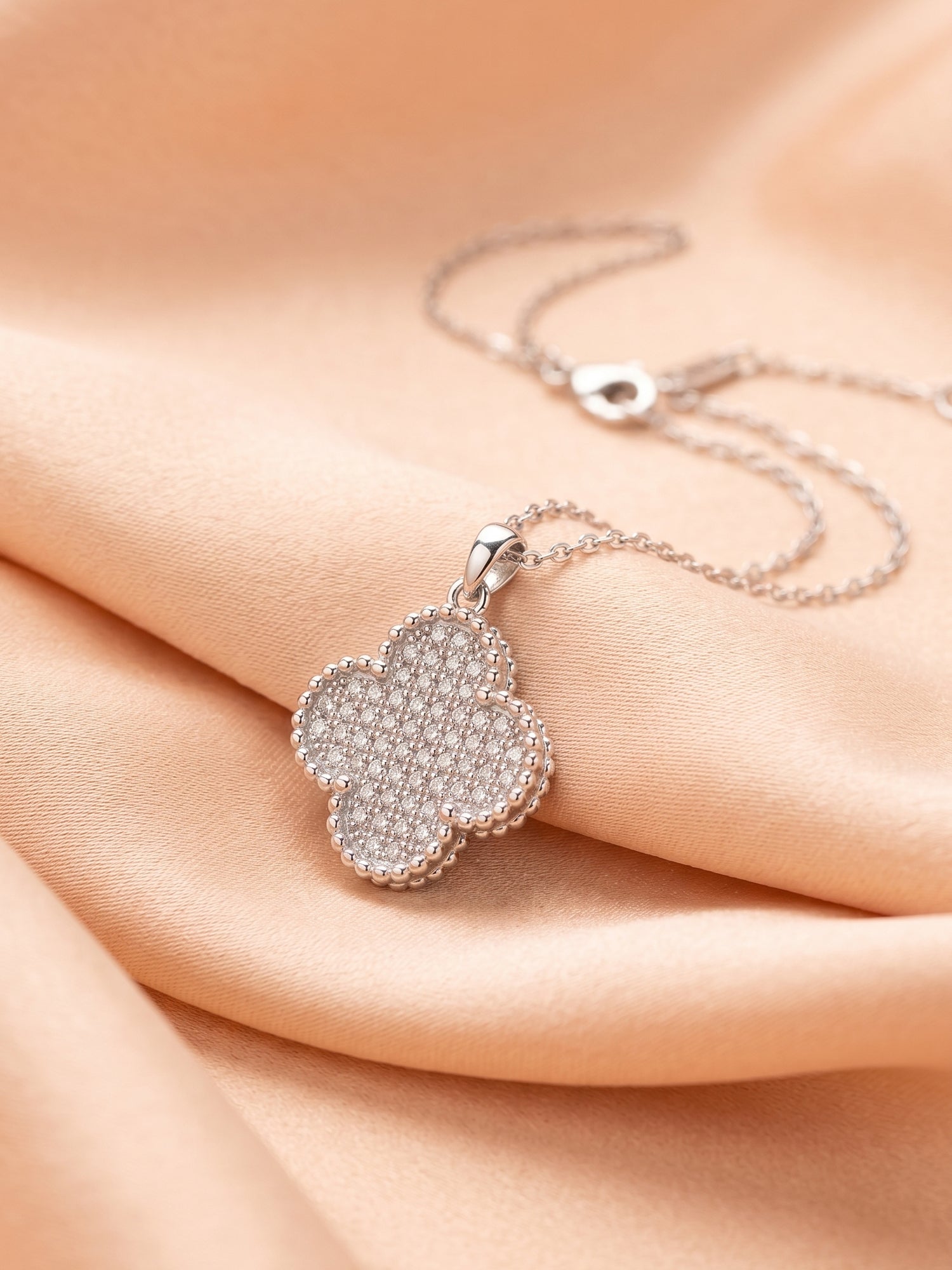Reversible Pavé CZ & Black Onyx Clover Necklace