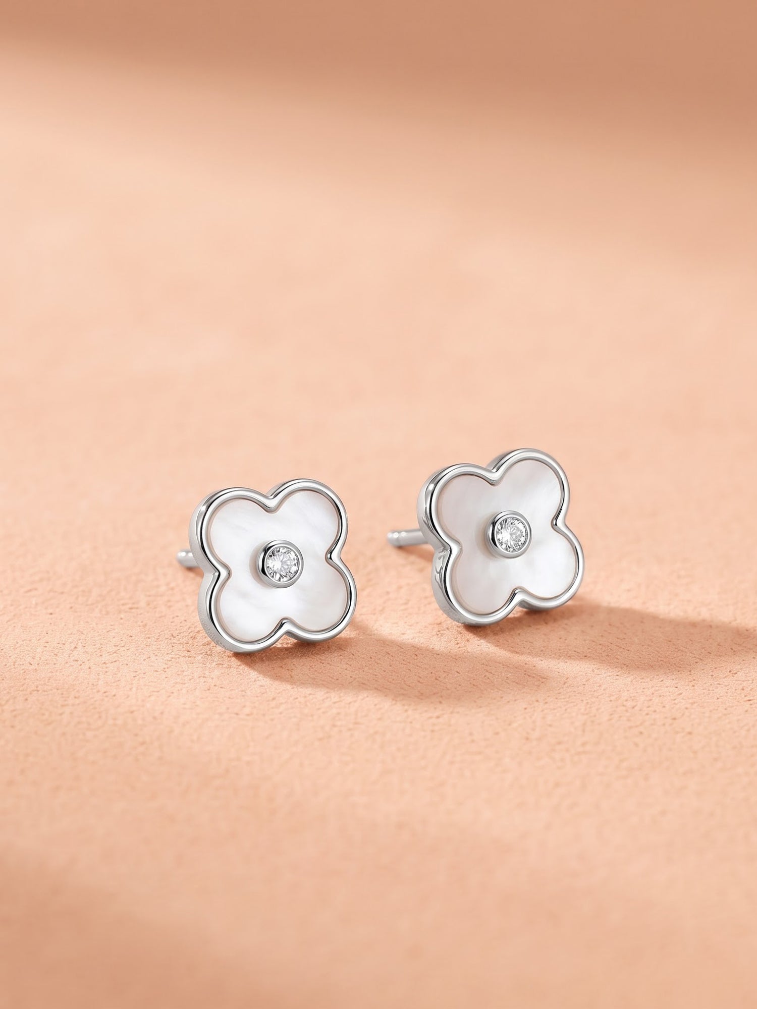 Celestial Clover Mother-of-Pearl & Cubic Zirconia Stud Earrings