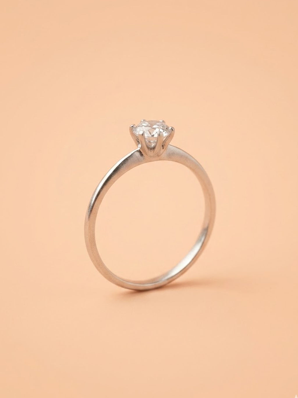 Silver Minimalist Brilliant Solitaire Ring