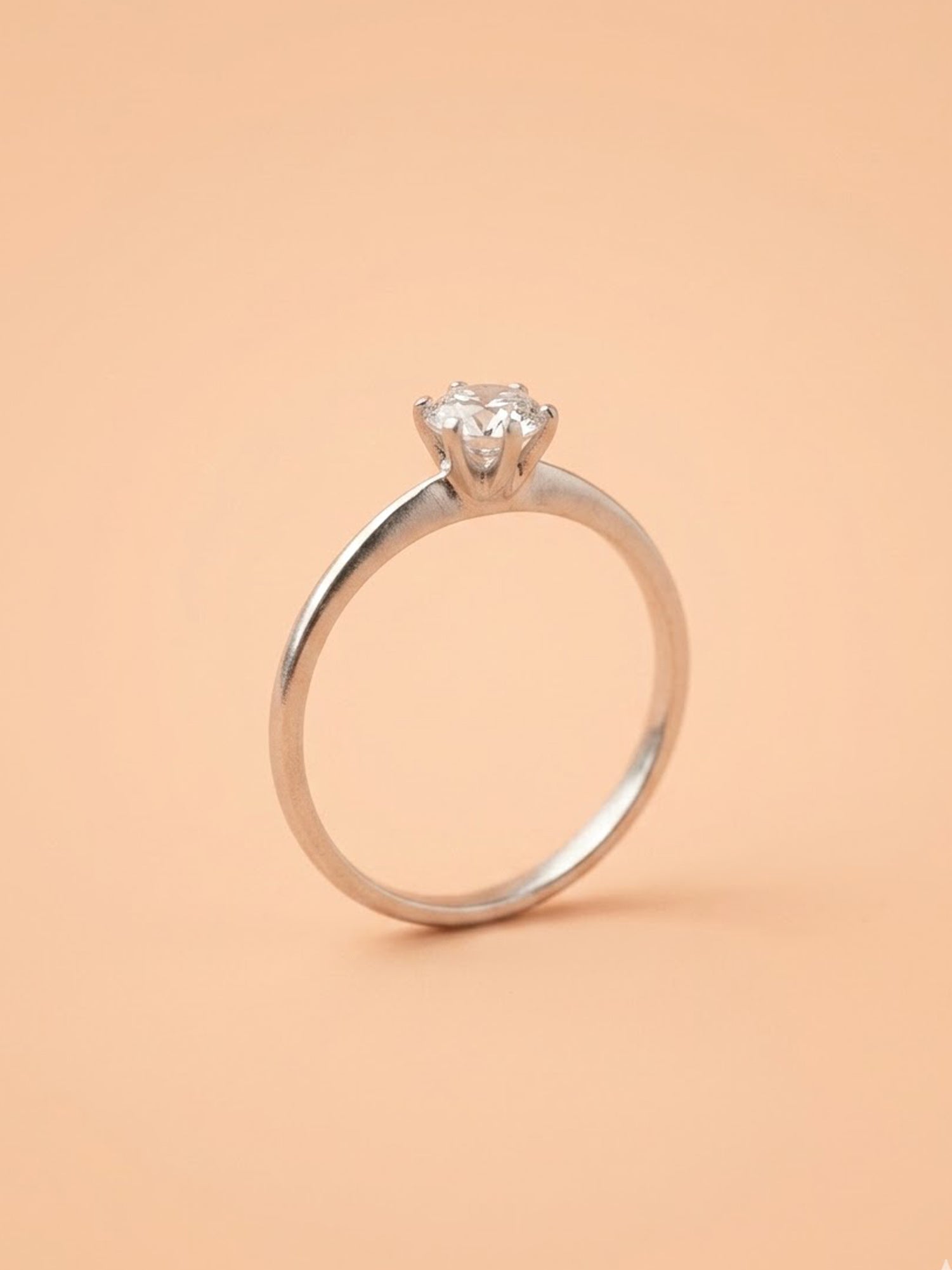 Silver Minimalist Brilliant Solitaire Ring