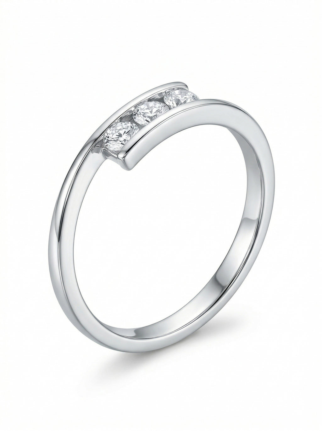 Channel-Set Triple Stone Bypass Ring