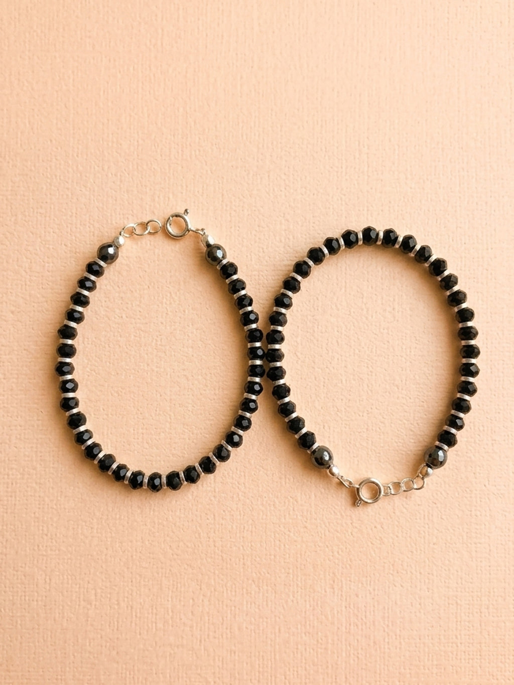 Black Crystal & Hematite Baby Bracelet Set