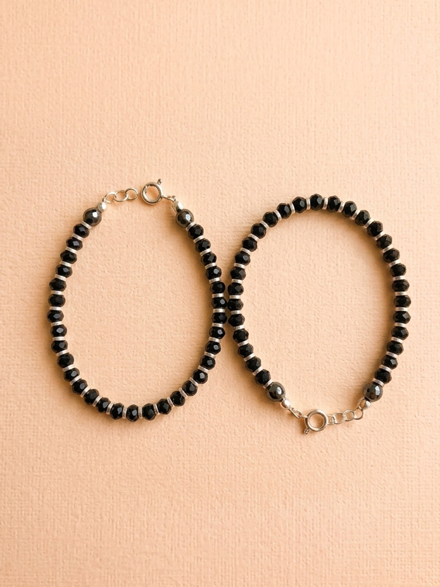 Black Crystal & Hematite Baby Bracelet Set
