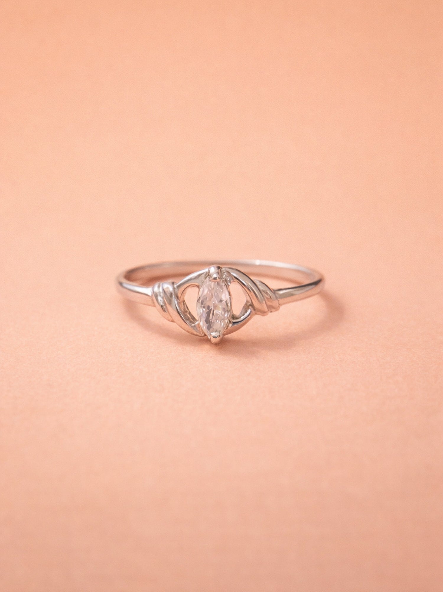 Silver Intricate Knot Marquise Solitaire Ring