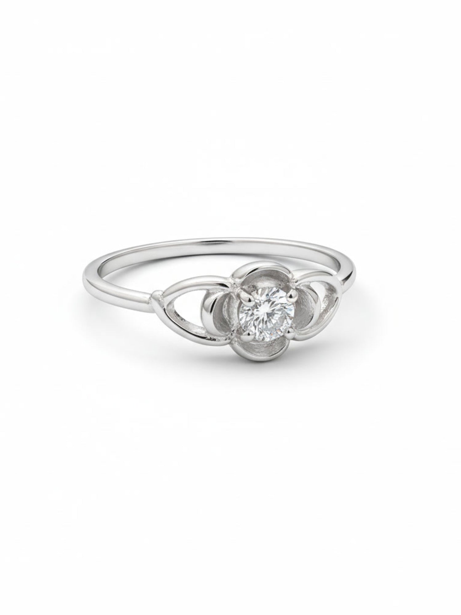 Floral Petal Solitaire Ring
