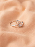 Silver Oval Wave Solitaire Ring