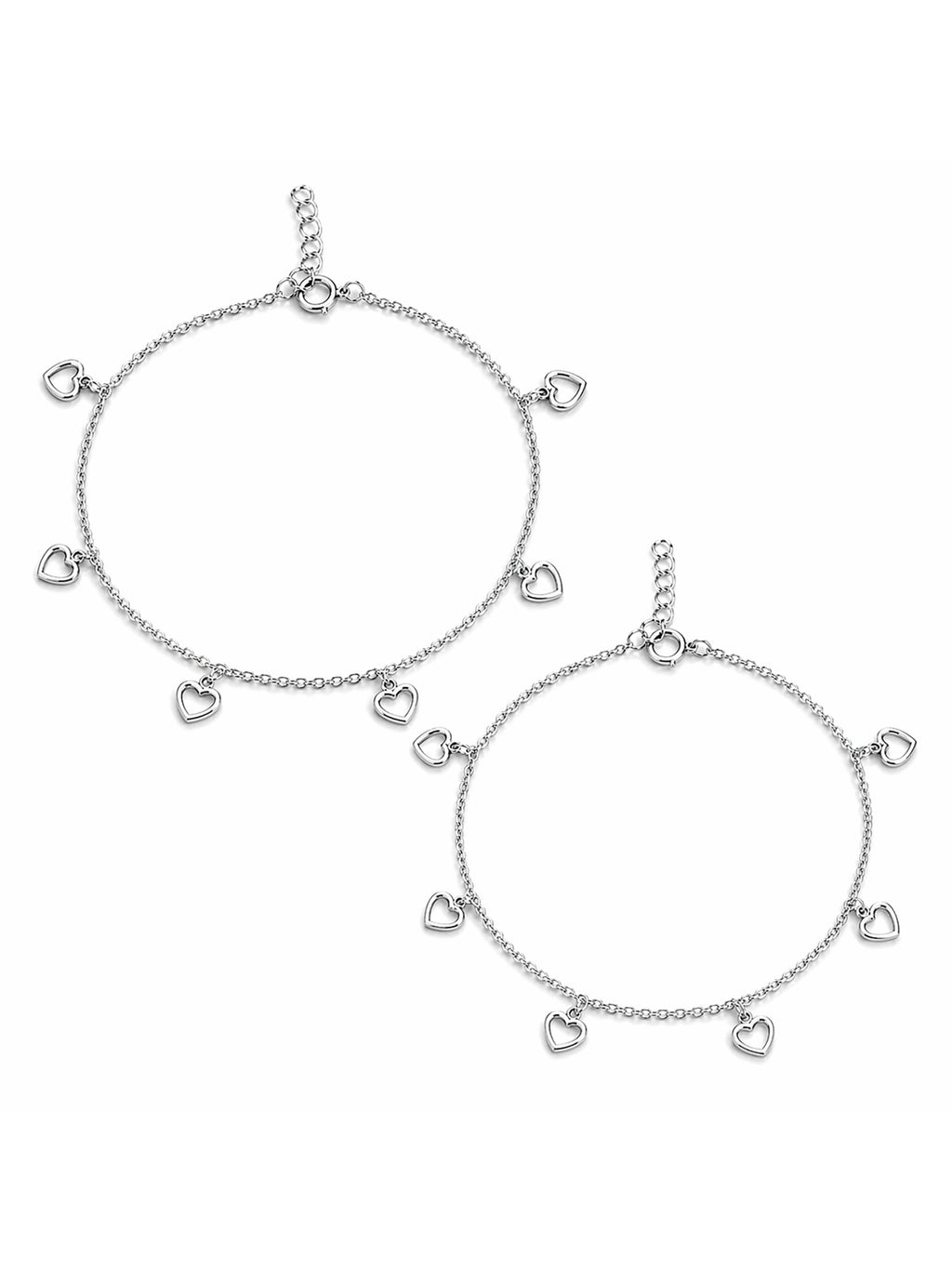 Whimsical Hearts Charm Anklet Pair