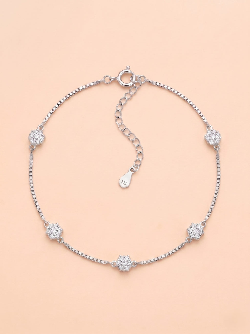 Celestial Floral Pavé Box Chain Anklet