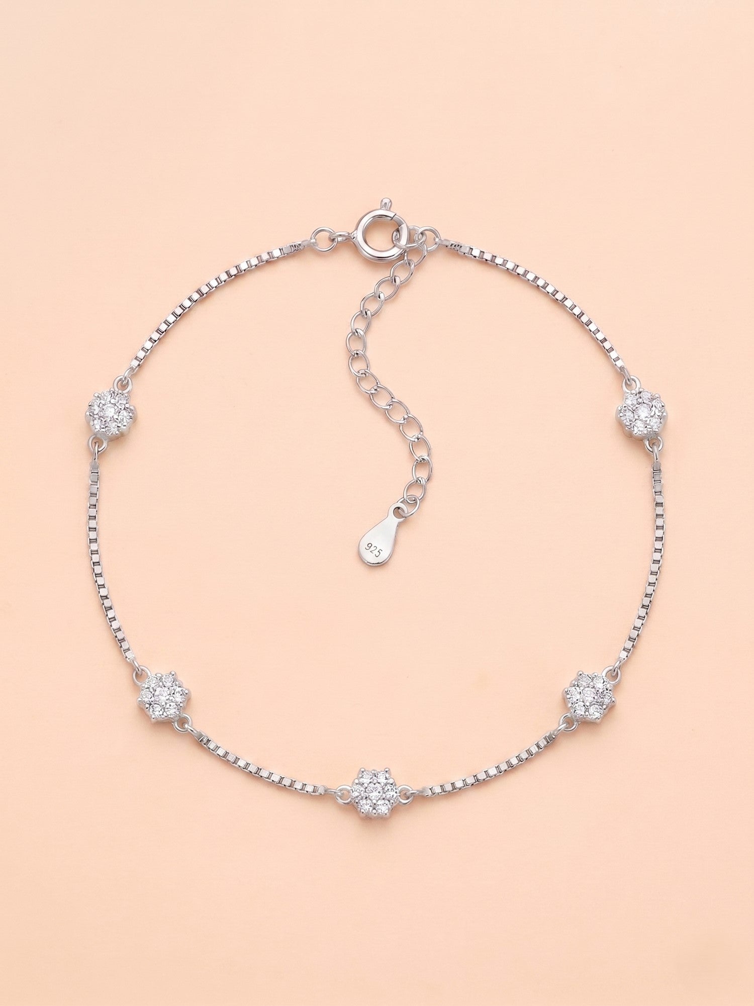 Celestial Floral Pavé Box Chain Anklet