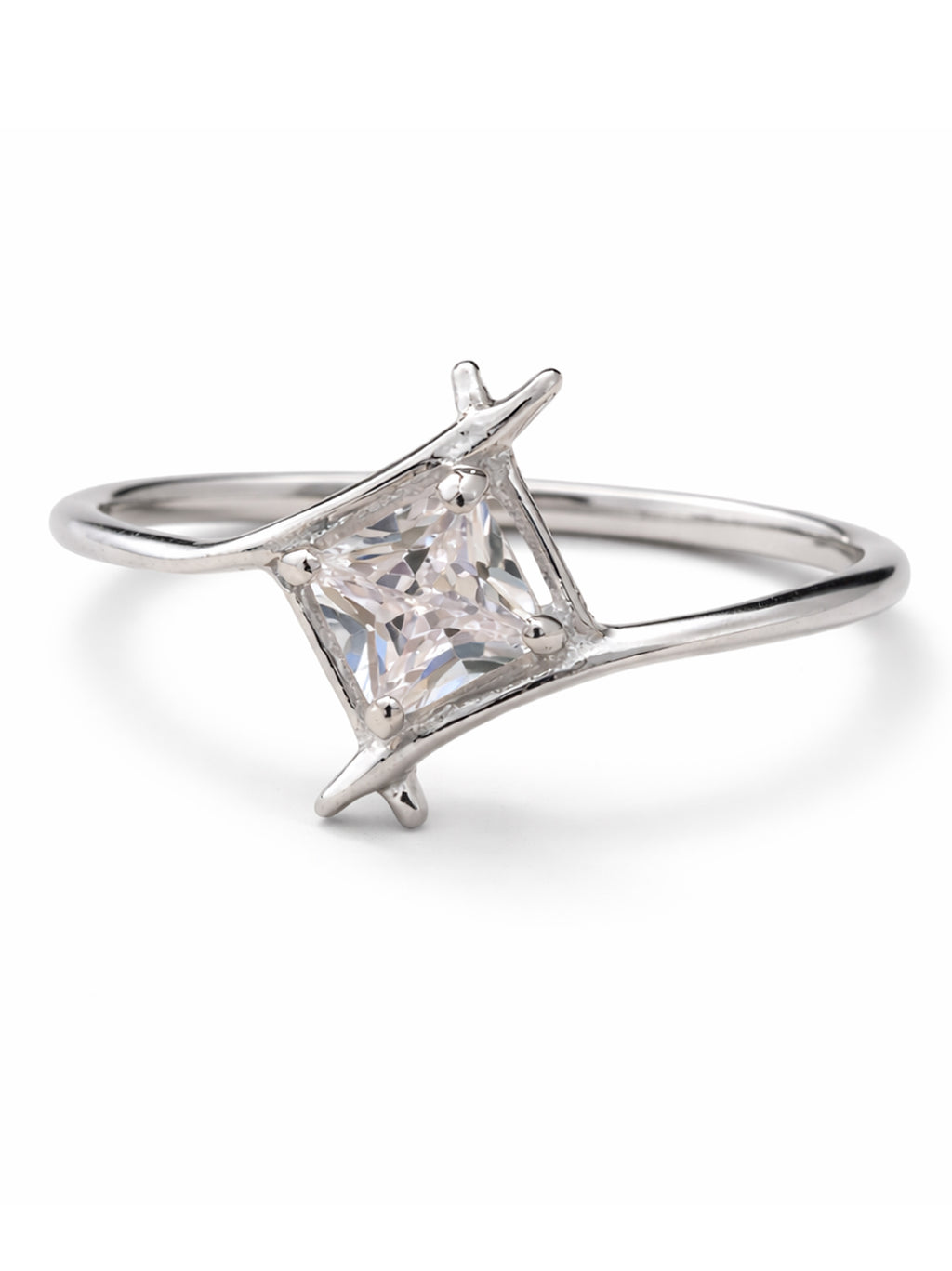 Kite-Oriented Princess Solitaire Ring