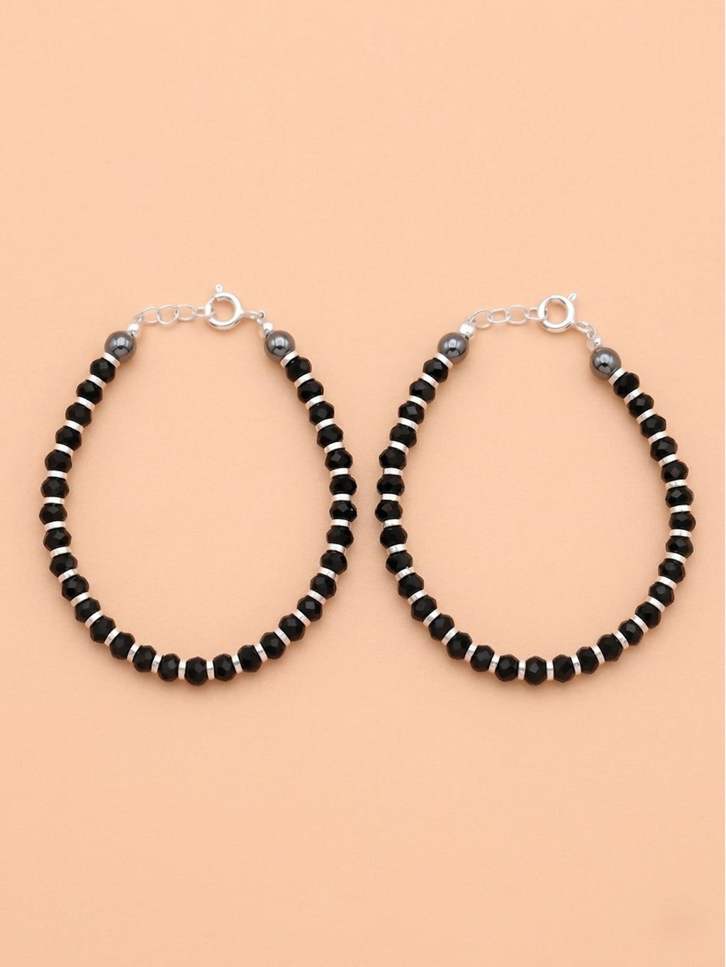 Black Crystal & Hematite Baby Bracelet Set