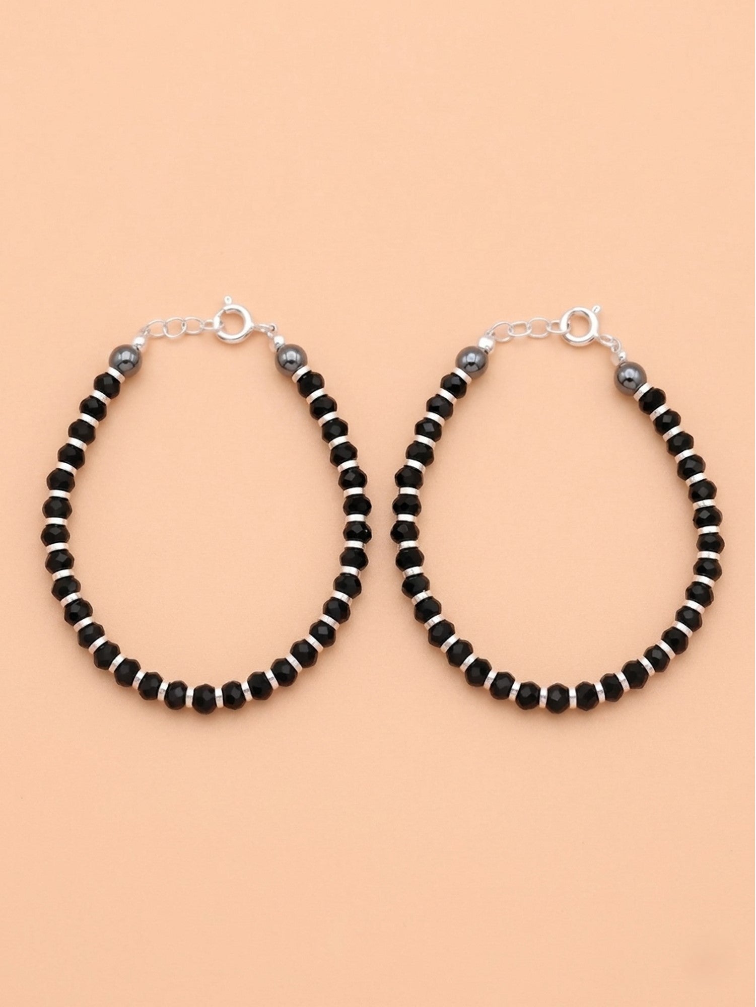 Black Crystal & Hematite Baby Bracelet Set