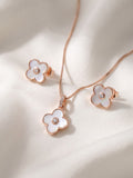 The Celestia Mother-of-Pearl & Diamond Clover Jewelry Set