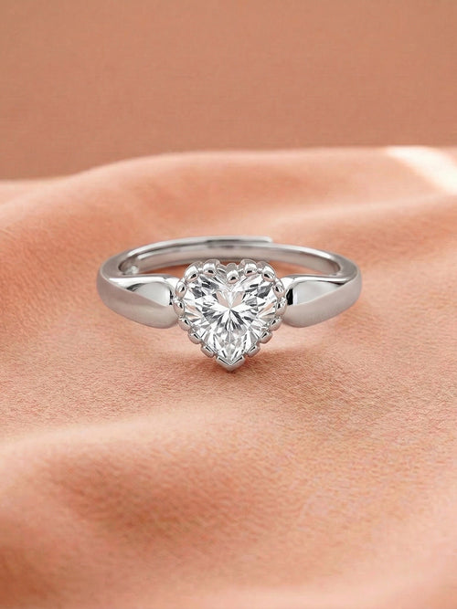 Radiant Heart Solitaire Ring in 925 sterling silver — 925 Siller
