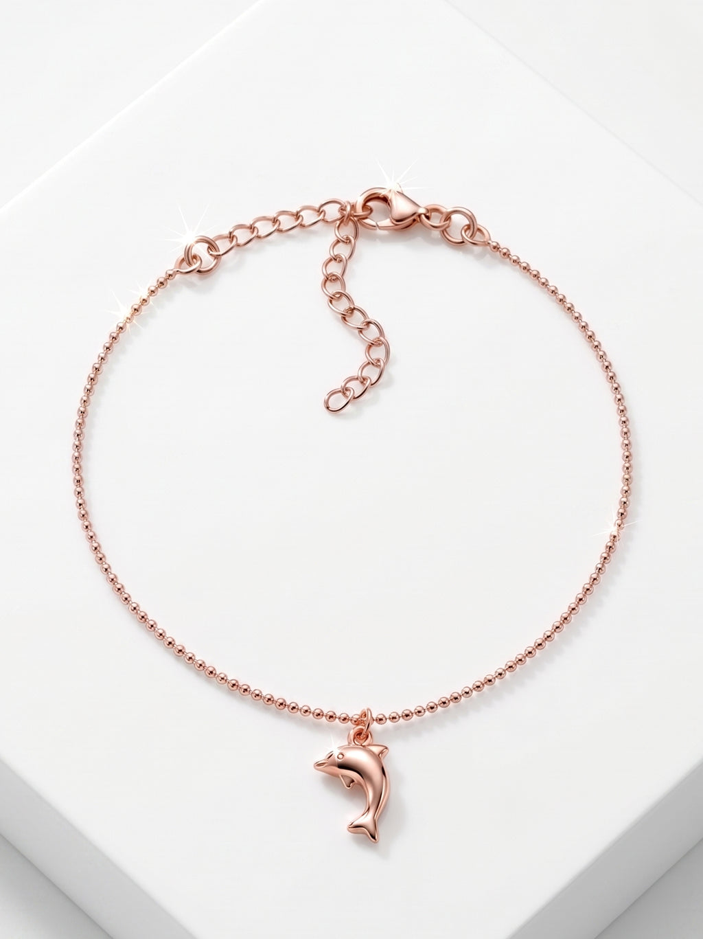 Roseate Aquatic Dolphin Charm Bead Anklet