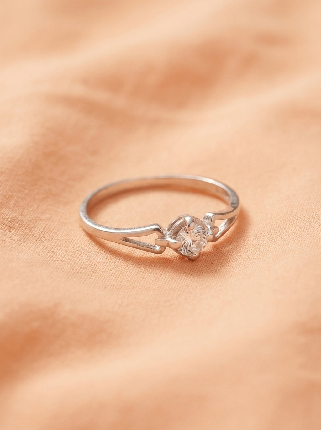 Silver Geometric Split-Shank Solitaire Ring