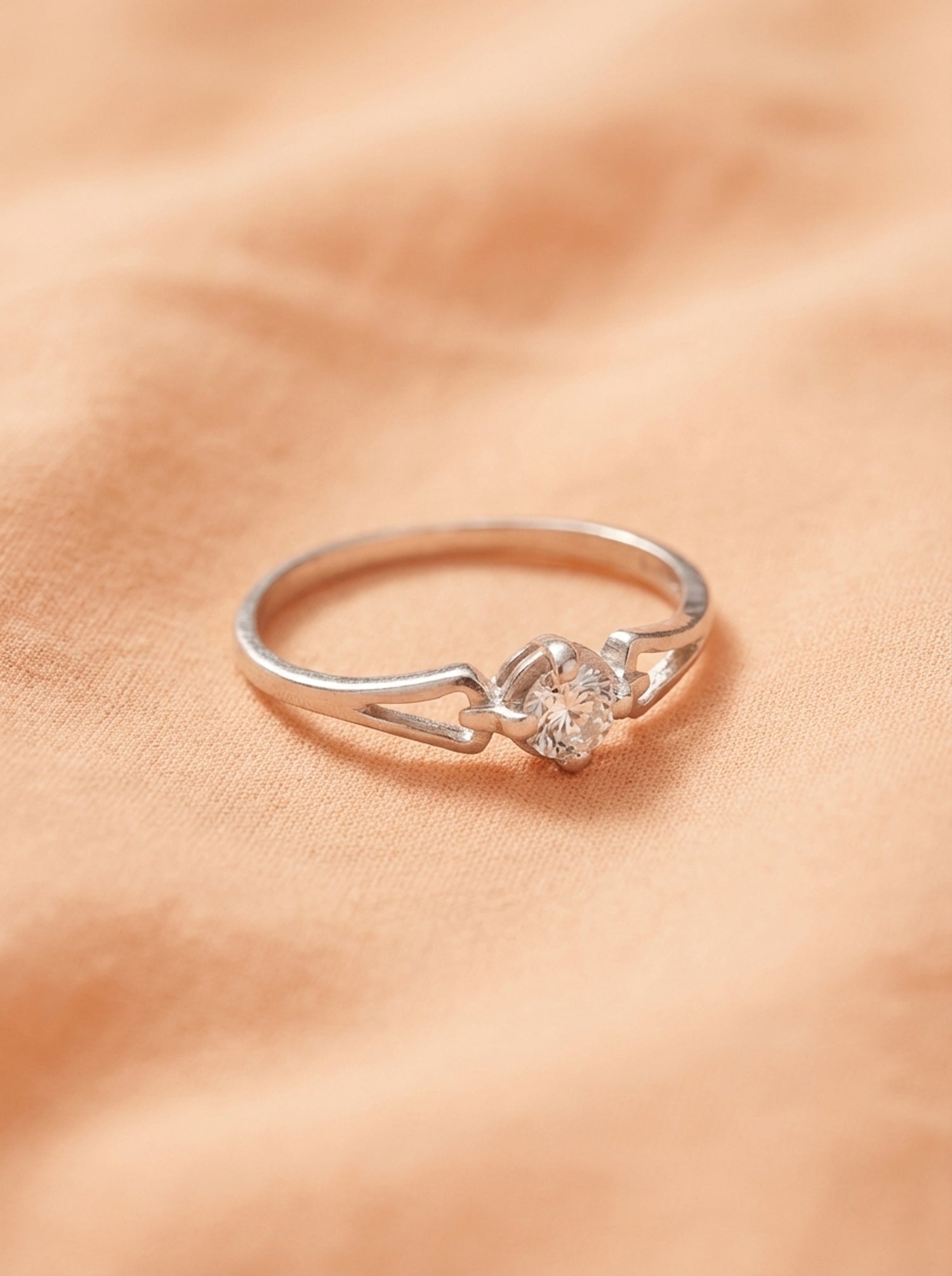 Silver Geometric Split-Shank Solitaire Ring
