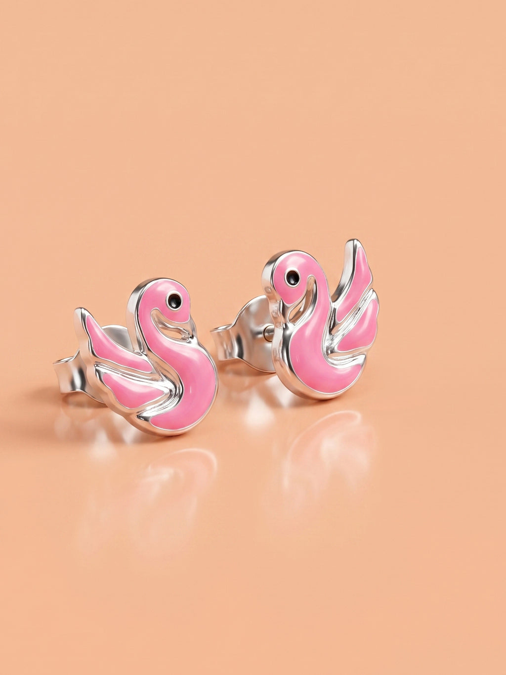 Pink Swan Studs