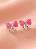 Fuchsia Bow-Knot Studs