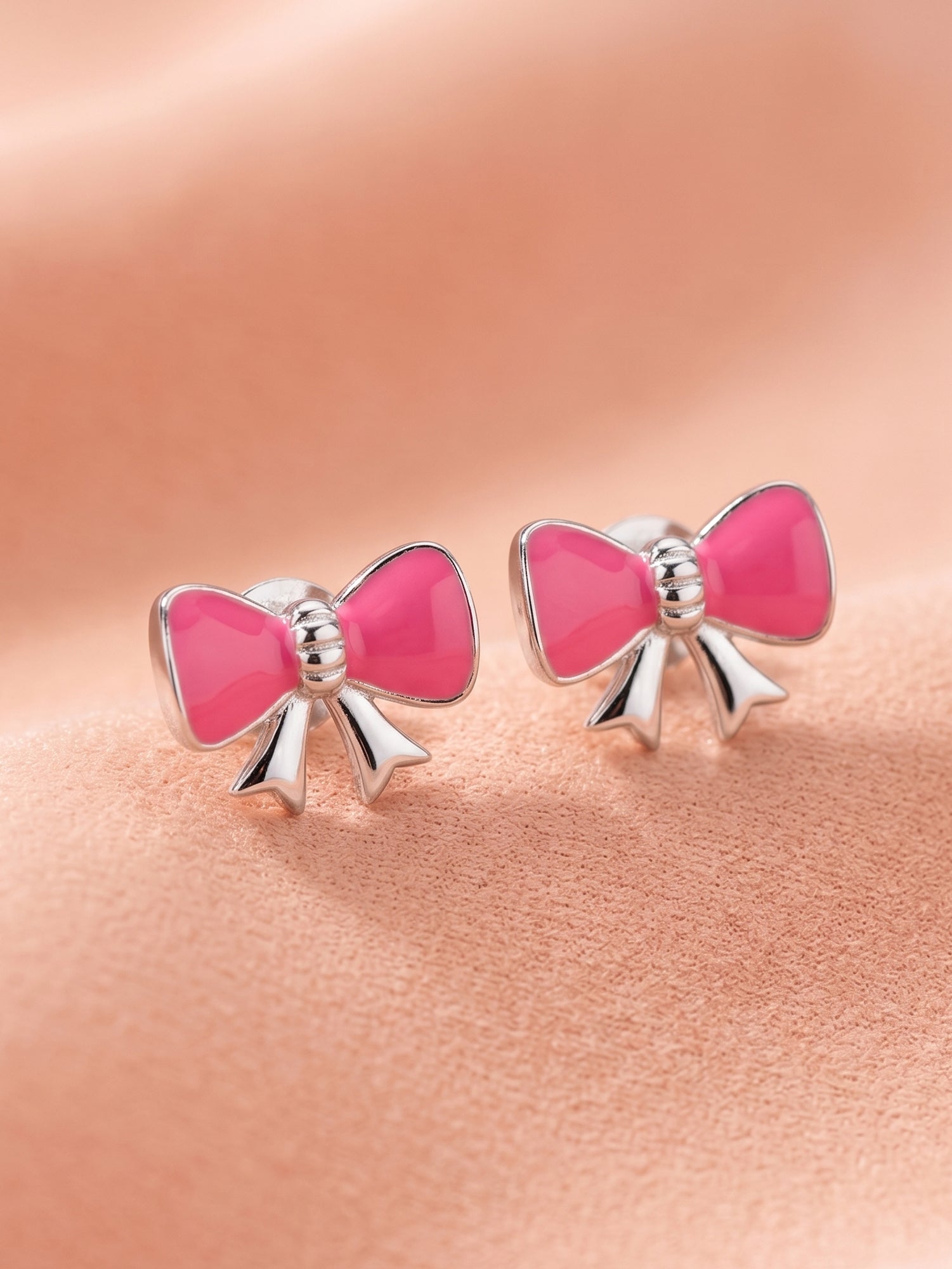 Fuchsia Bow-Knot Studs