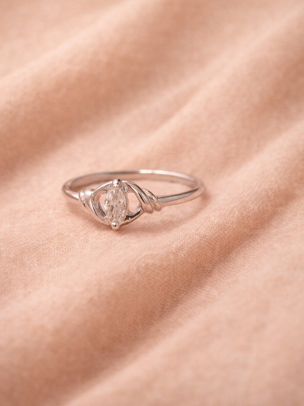 Silver Intricate Knot Marquise Solitaire Ring