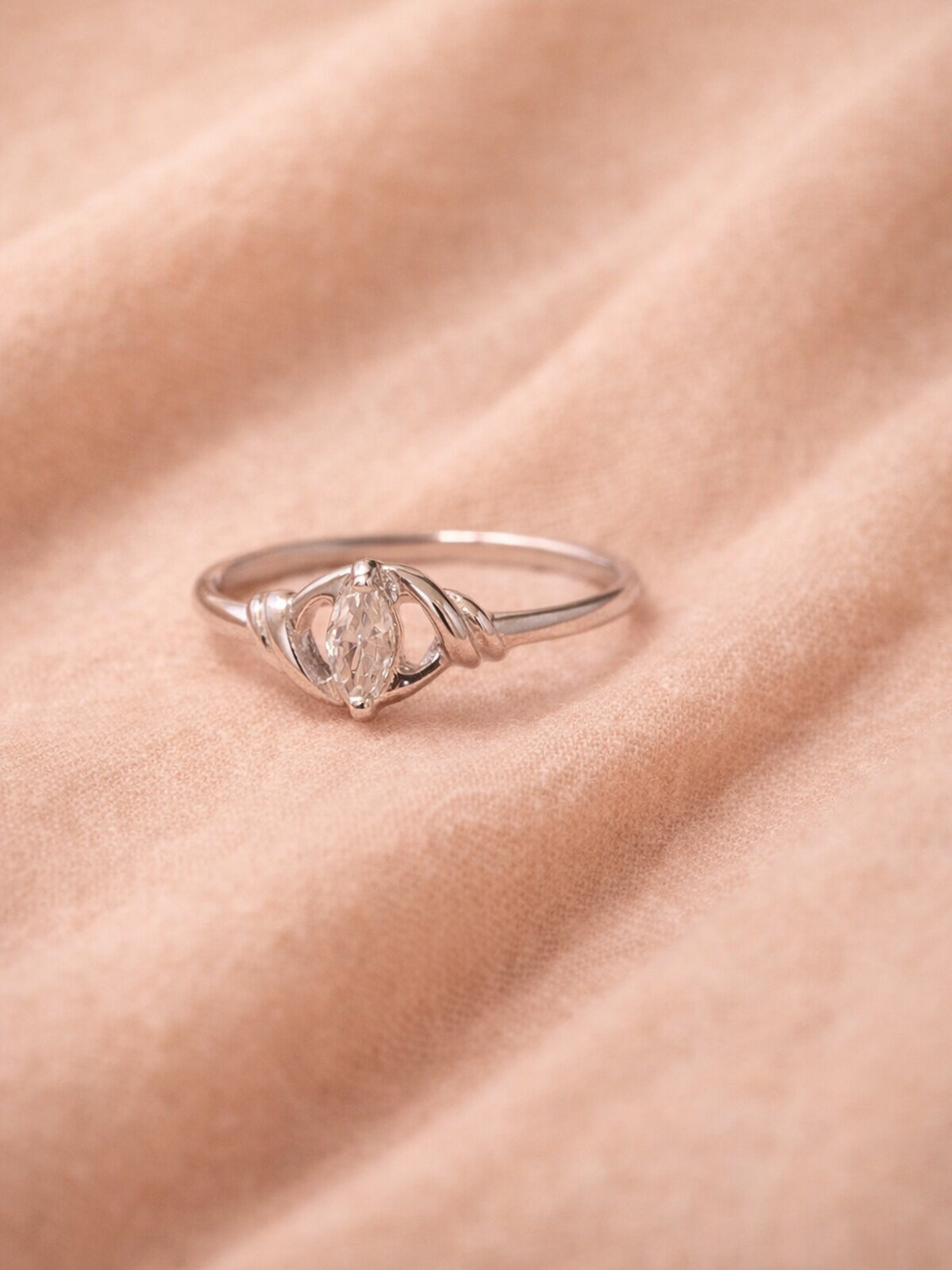 Silver Intricate Knot Marquise Solitaire Ring