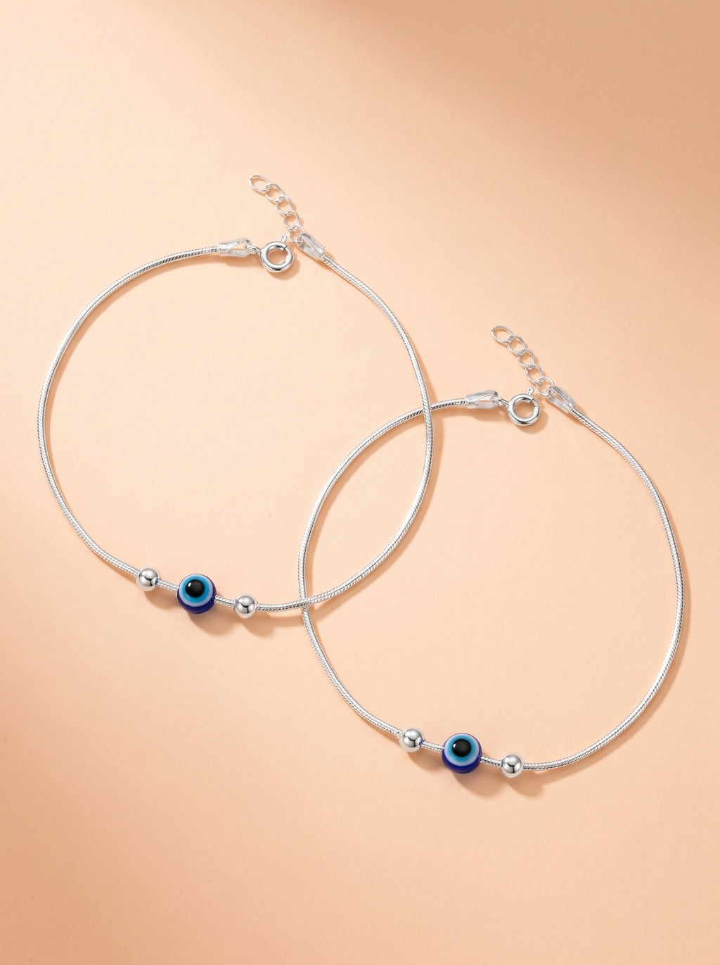 Evil Eye Snake Chain Anklet Set