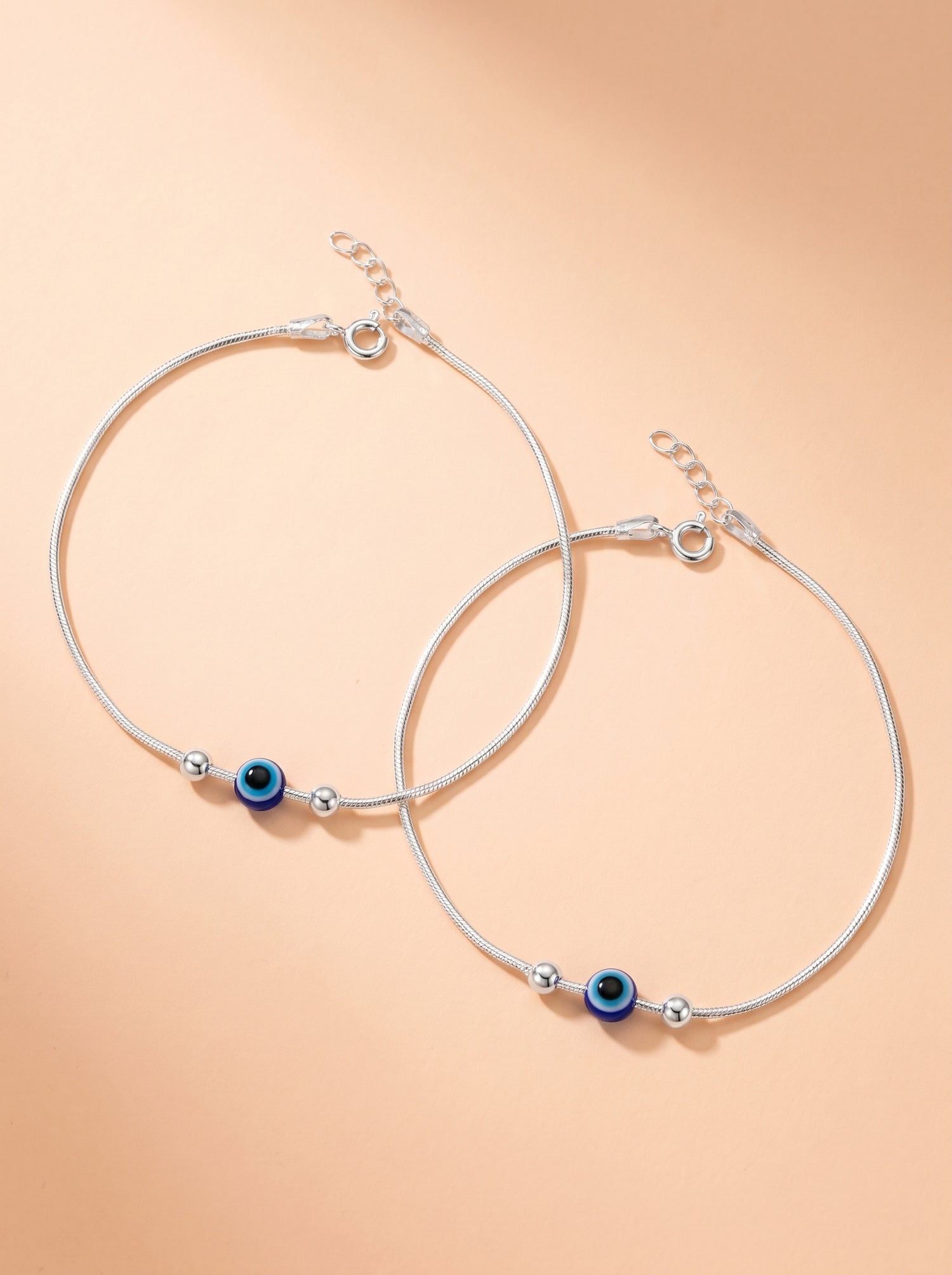 Evil Eye Snake Chain Anklet Set