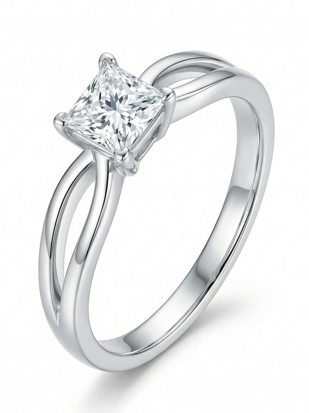 Split Shank Princess Solitaire Ring