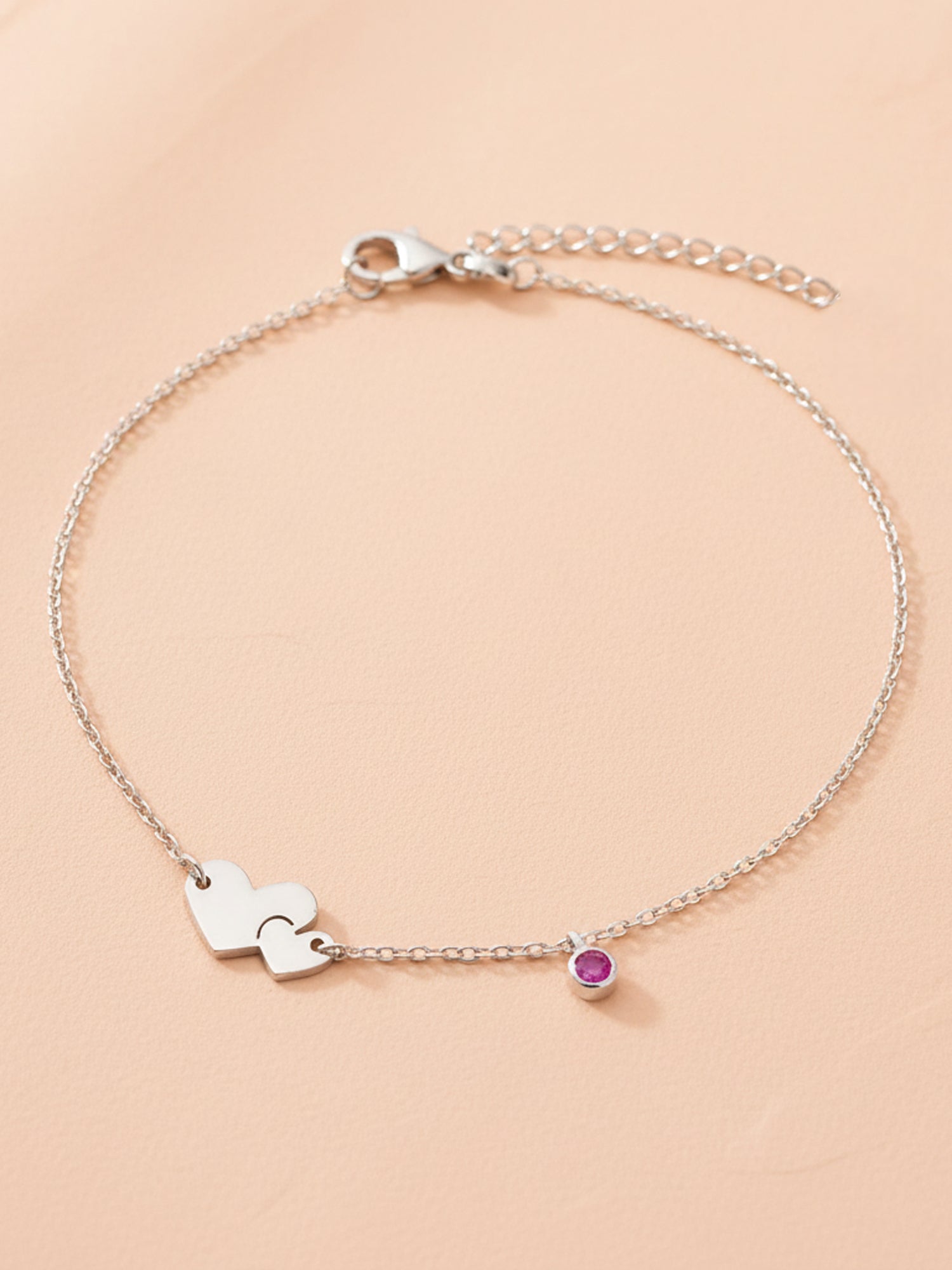 Eternal Bond Heart & Gemstone Anklet