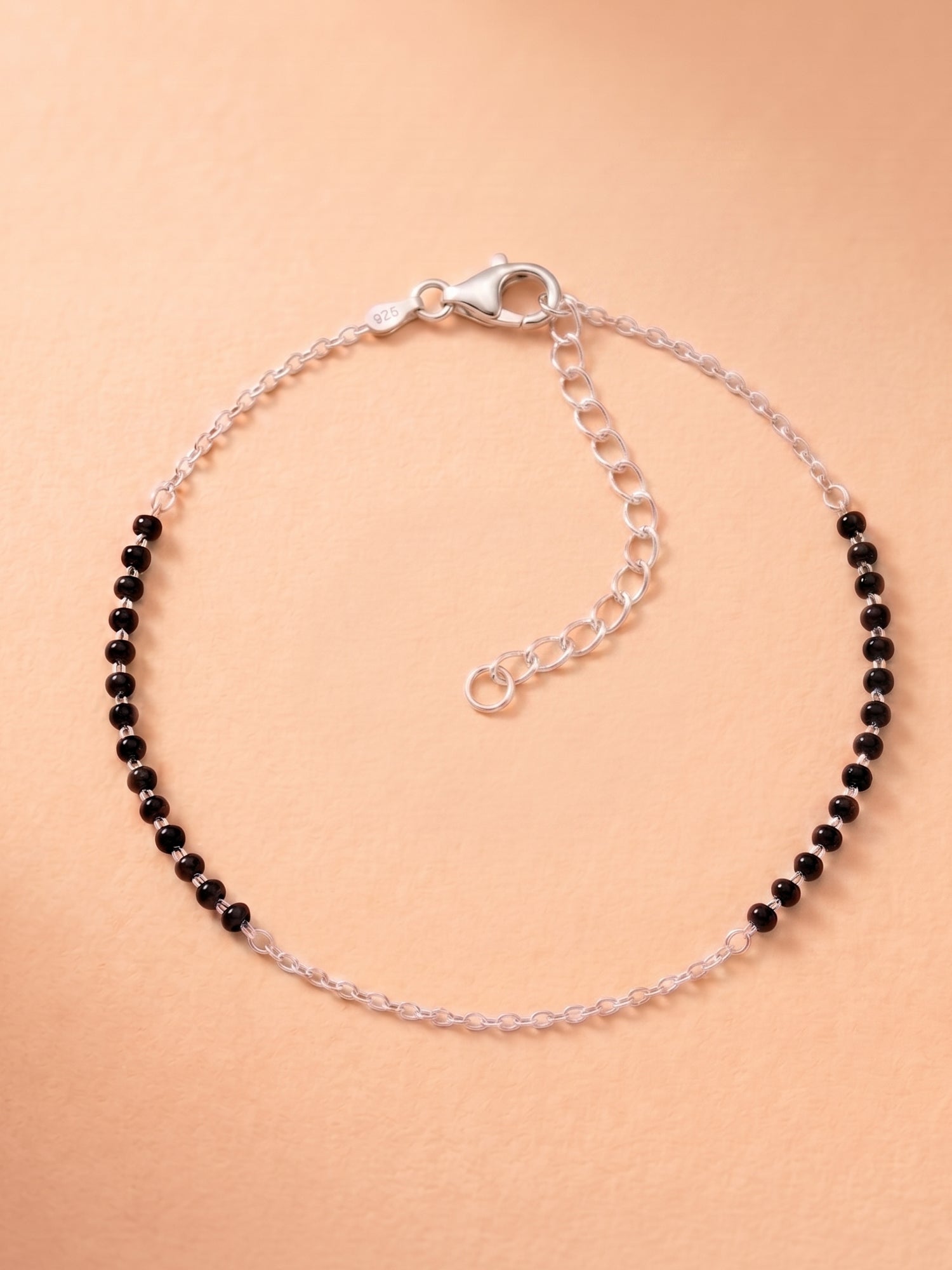 Obsidian Orbit Rolo Chain Anklet