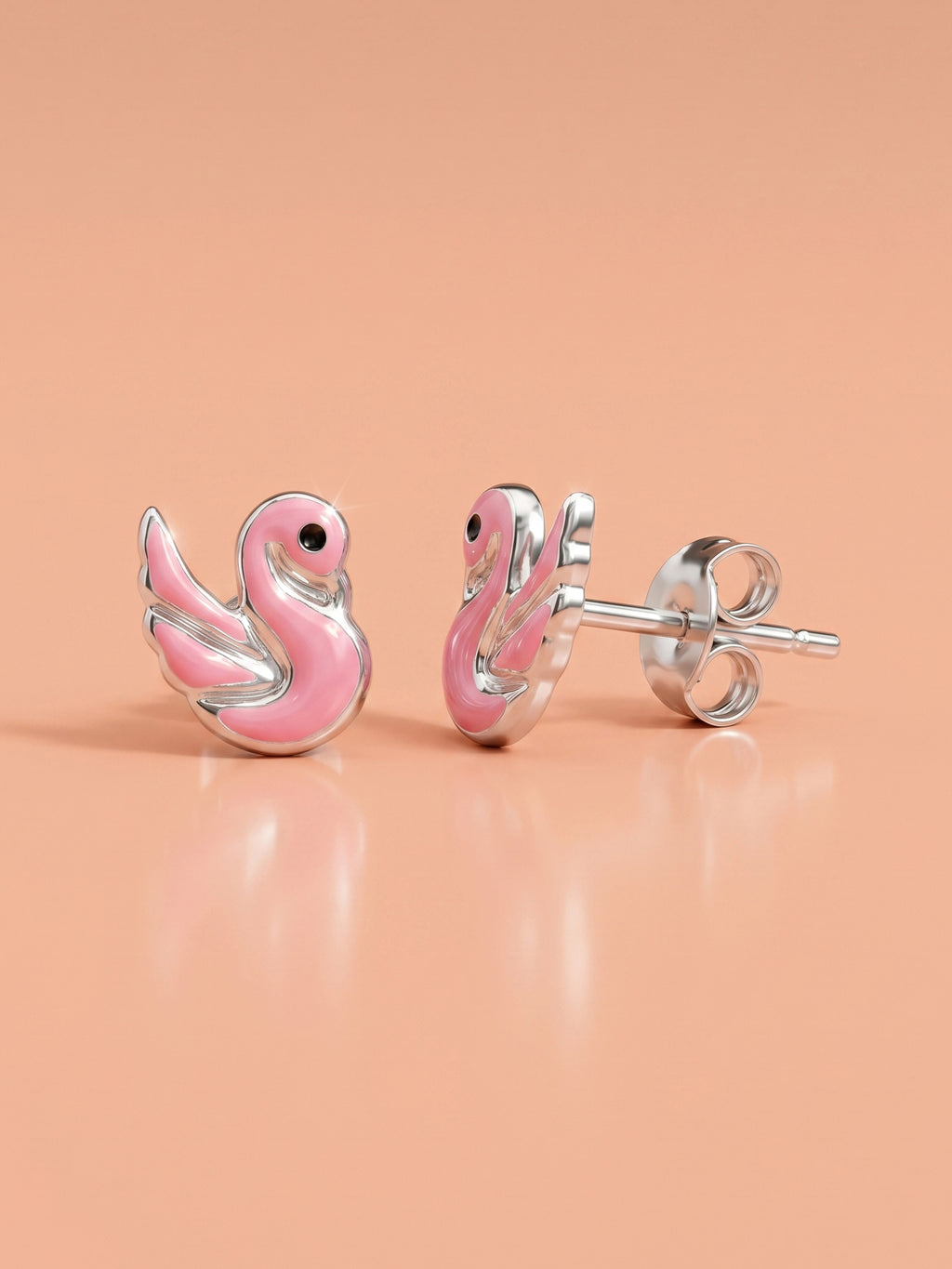 Pink Swan Studs