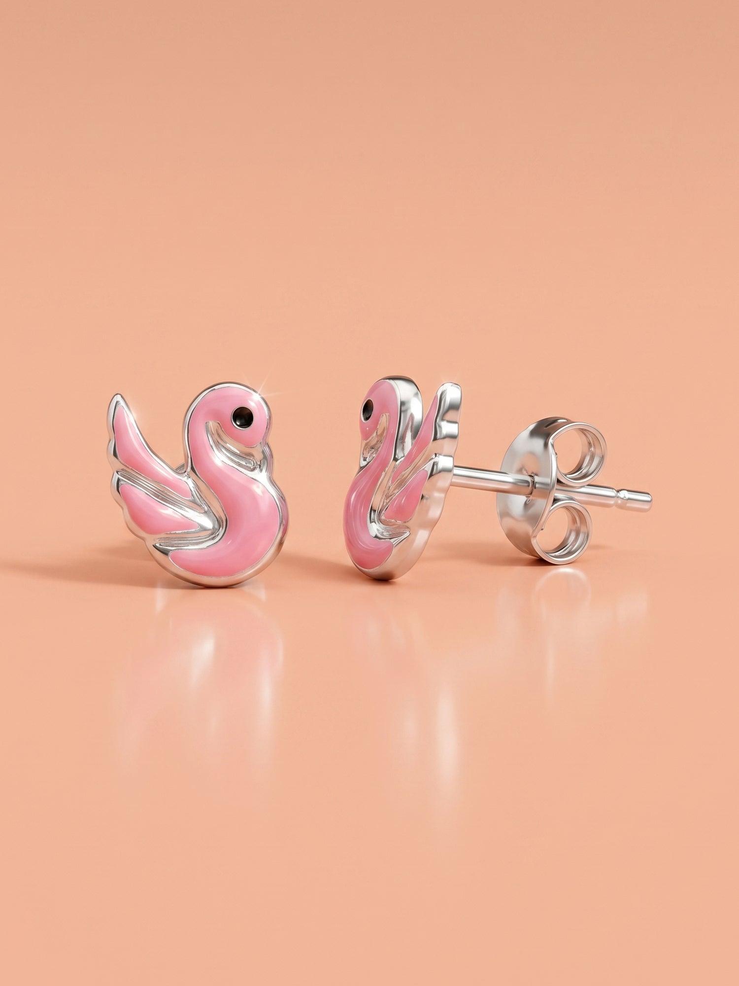 Pink Swan Studs
