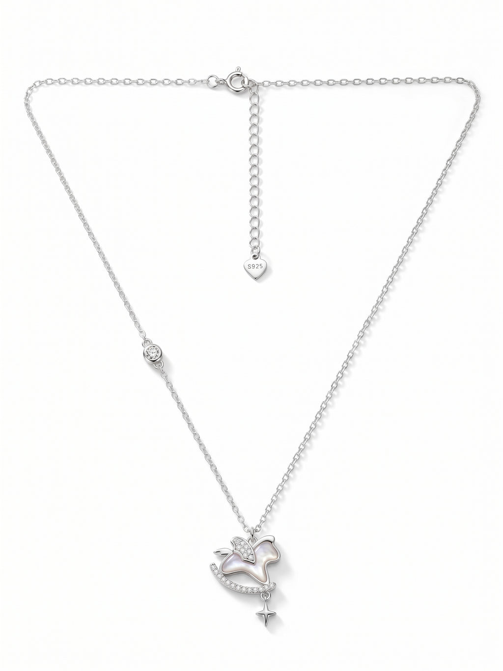 Silver Shimmering Rocking Horse Pendant Necklace