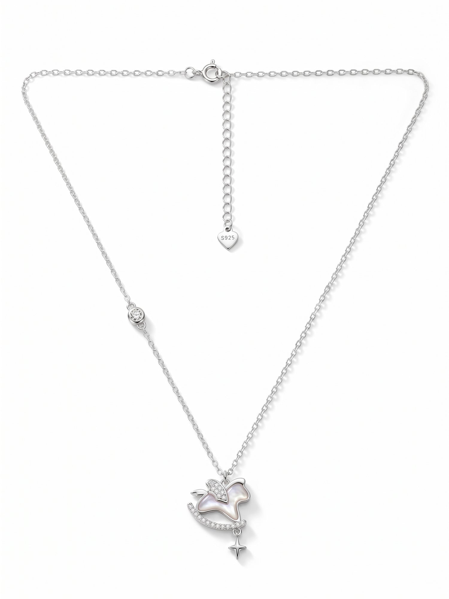 Silver Shimmering Rocking Horse Pendant Necklace