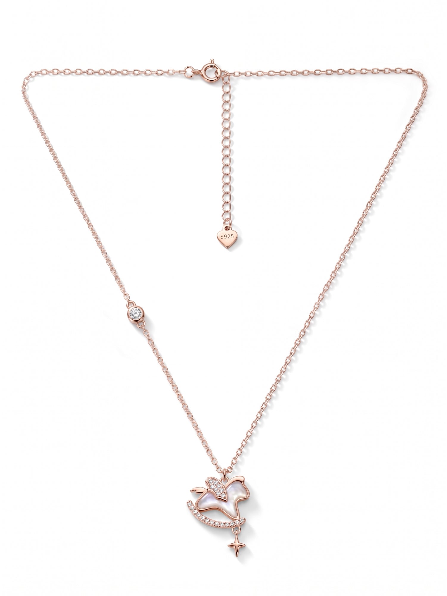 Roseate Shimmering Rocking Horse Pendant Necklace