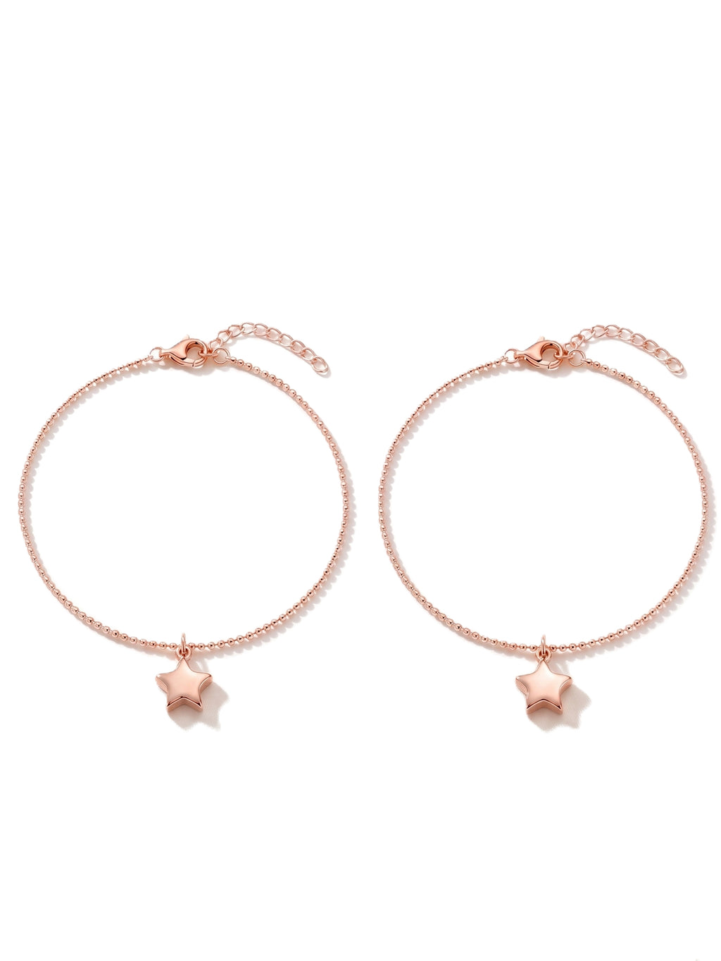 Roseate Celestial Star Charm Bead Anklet Pair